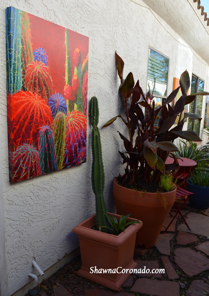 Cactus Art on Garden Wall